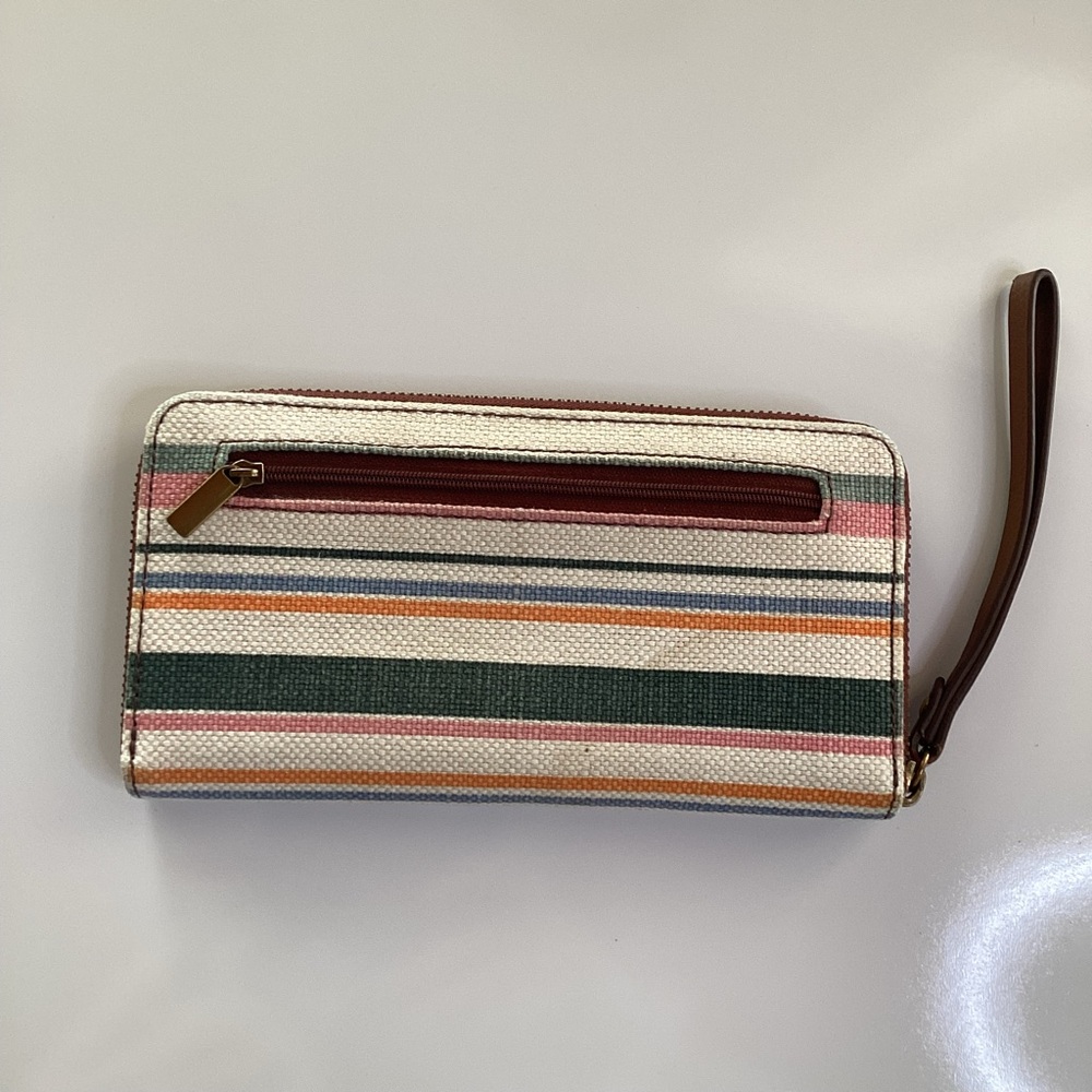 Fossil Jodi Zip Clutch Spring Stripe Wallet Wristlet RFID